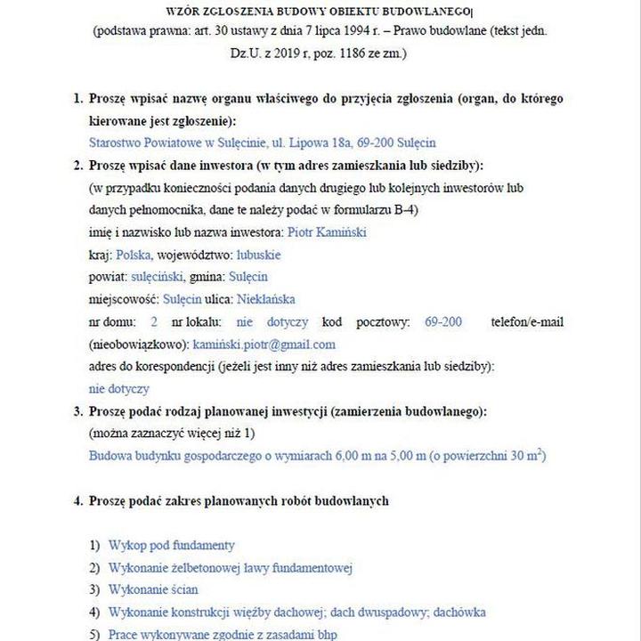 Zgłoszenie budowy domu jednorodzinnego 2026