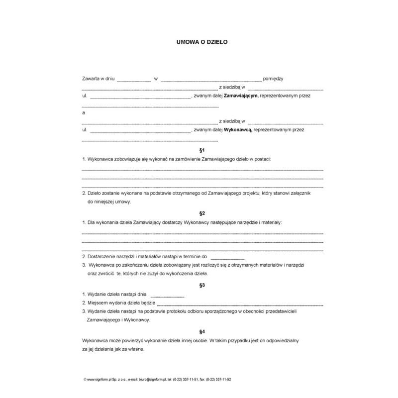 Umowa o dzieło przy budowie domu